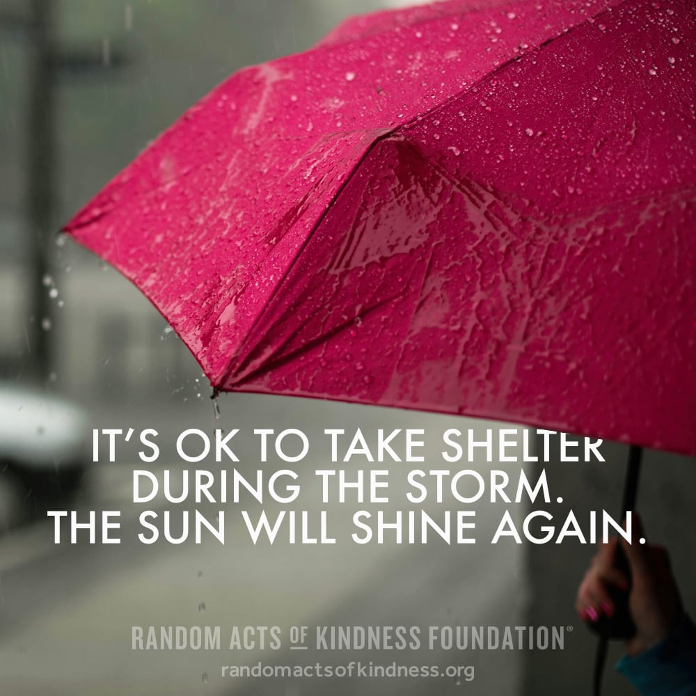 It's ok to take shelter during the storm. The sun will shine again. —Brooke